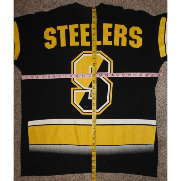 Vintage 1995 Steelers AOP Single Stitch T-Shirt Salem Sportswear Large Made USA - Picture 10 of 10